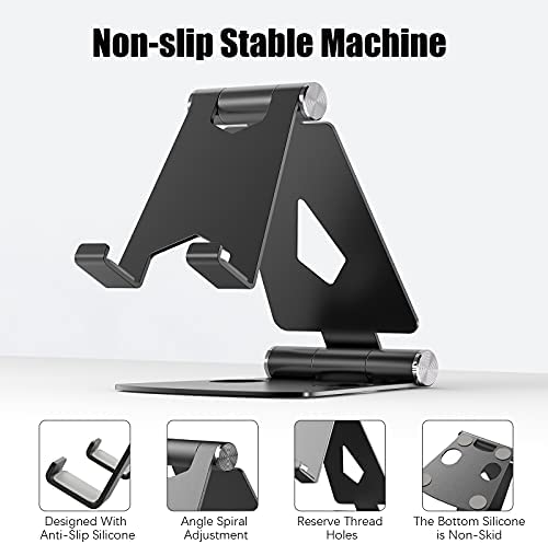 JIUCAIE 2Pack Cell Phone Stand for Angle Height Adjustable Desk Sturdy Aluminum Metal Cute Phone Holder for iPhone,Ipad, Mobile Phone, All Android Smartphone,Desktop - Image 5