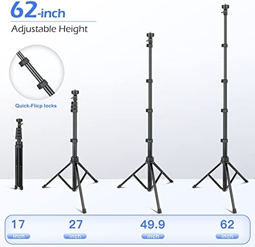 Sensyne 62" Phone Tripod & Selfie Stick, Extendable Cell Phone Tripod Stand with Wireless Remote and Phone Holder, Compatible with iPhone Android Phone, Camera (Black) - Image 4