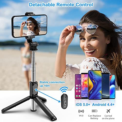 Selfie Stick, Extendable Selfie Stick Tripod with Wireless Remote and Tripod Stand, Portable, Lightweight, Compatible with iPhone 14 13 12 Pro Xs Max Xr X 8Plus 7, Samsung Smartphone and More - Image 3