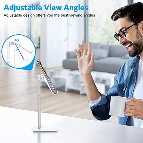 Cell Phone Stand, OMOTON Adjustable Angle Height Desk Phone Dock Holder for iPhone SE 2/11 / 11 Pro/XS Max/XR, Samsung Galaxy S20 / S10 / S9 / S8 and Other Phones (3.5-7.0-Inch),Silver - Image 7