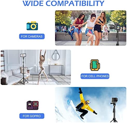 Sensyne 62" Phone Tripod & Selfie Stick, Extendable Cell Phone Tripod Stand with Wireless Remote and Phone Holder, Compatible with iPhone Android Phone, Camera (Black) - Image 3