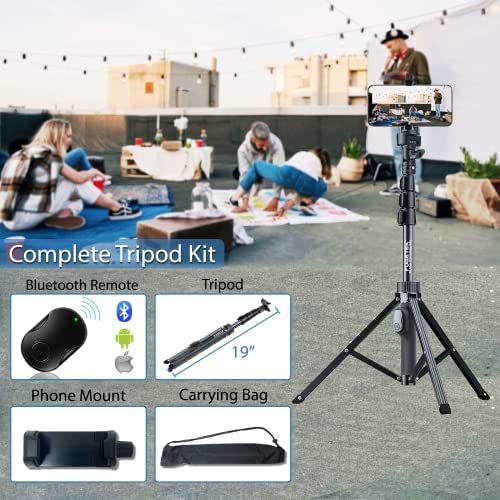Fugetek 51" Professional Selfie Stick Tripod, 100% All Aluminum Stick & Legs, Lightweight, Detachable Bluetooth Remote, Portable All in One, Compatible with iPhone & Android, Non Skid Feet, Black - Image 7