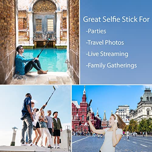 Fugetek 51" Professional Selfie Stick Tripod, 100% All Aluminum Stick & Legs, Lightweight, Detachable Bluetooth Remote, Portable All in One, Compatible with iPhone & Android, Non Skid Feet, Black - Image 2