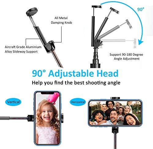 Vproof Monopod Selfie Stick Bluetooth, Lightweight Aluminum All in One Extendable Selfie Sticks Compact Design, Compatible with iPhone 14 Pro Max/14 Pro/14/14 Plus/13 Pro Max/13 Pro/13, Galaxy S22 - Image 6