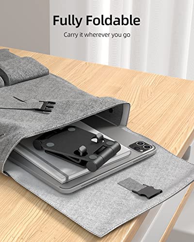 Nulaxy 2 Pack Dual Folding Cell Phone Stand, Fully Adjustable Foldable Desktop Phone Holder Cradle Dock Compatible with Phone 14 13 12 Pro Xs Xs Max Xr X 8, All Phones, Black & Silver - Image 5